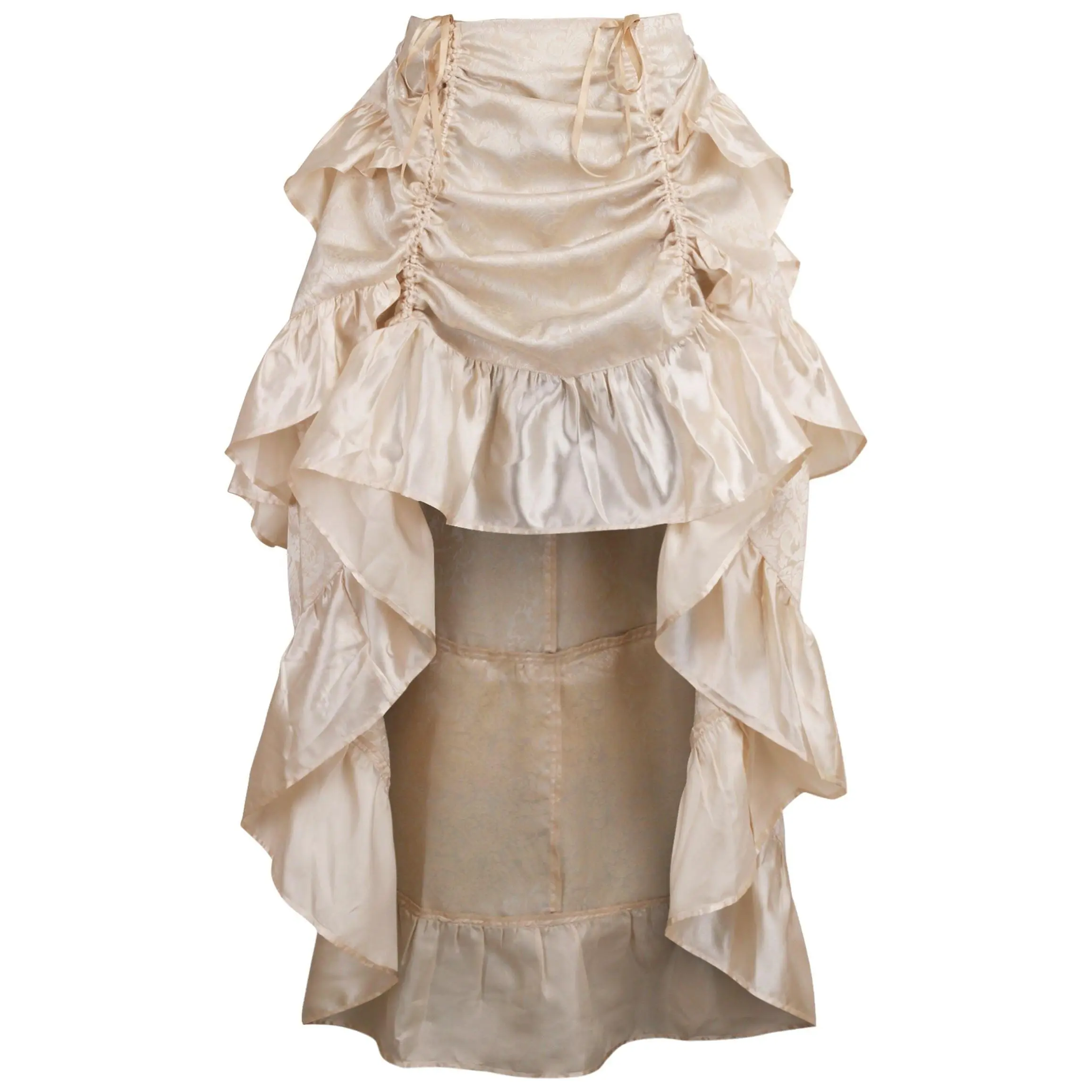 Ivory Brocade Adjustable High Low Bustle Skirt