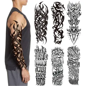 Arm Temporary Tattoo Sticker, 6 Sheets Waterproof Long Lasting Fake Tattoo Sticker, Body Art Sticker for Adults, Party Supplies, Henna Tattoo Sticker, Sticker Tattoos, Tattoo Stencil