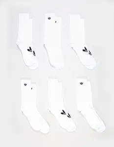 ADIDAS  Mens Originals Superlite 6 Pack Crew Socks, White, Large