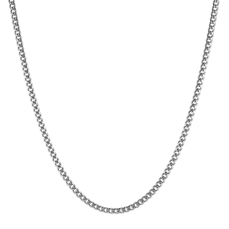 HZ MAN 5mm Cuban Chain for Men Stainless Steel Men's Silver Chain Diamond Cut Hip Hop Link Chains Necklace 16-30 Inch chain
