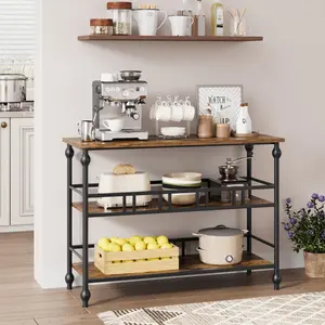 43" Extra-Space 3-Tier Console Table Narrow Sofa Side Table with Ample Shelves for Living Room, Hallway & Bedroom