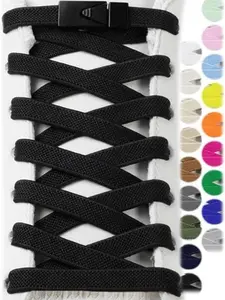 One Pair of Elastic No-Tie Shoelaces (with Snap Locks) — Universal Fit for Adults and Children. Suitable for Sneakers, Training Shoes, Casual Shoes, White Kicks, and Basketball Shoes. An Excellent Gift Choice for the Winter Season.
