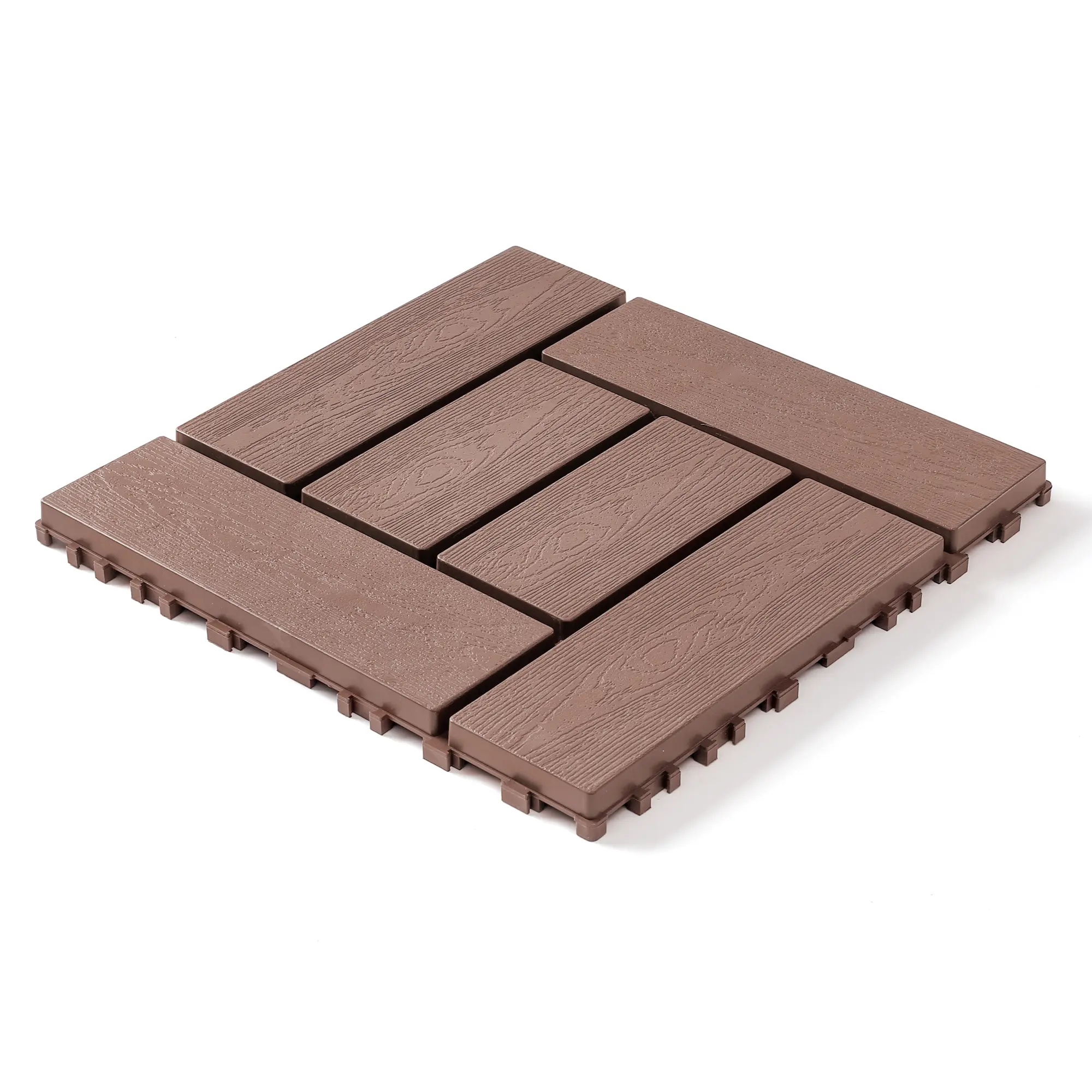 12x12 Inch Interlocking Deck Tiles, 44-Pack Red+Brown Polypropylene Modular Flooring, DIY Snap-Together Patio & Balcony Squares, Indoor Outdoor Courtyard Floor Mat, Quick Install Garden Decking, Strong Load-Bearing, Multiple Color Options