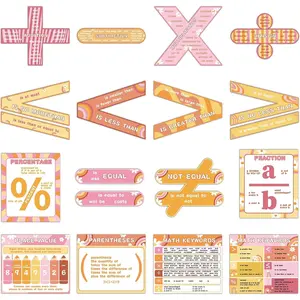 16 count Educational Math Posters Set Large Groovy Hippie Math Symbol Posters Educational Math Keywords Place Value Classroom Decorations for Elementary Middle High School Teacher Supplies