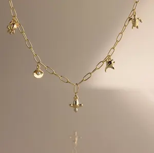 Seaside Charm Necklace by Caitlyn Minimalist - Dainty Turtle, Shell, Crab, Stingray, & Turtle Charm Necklace - Beach Jewelry - Birthday Gift for Her