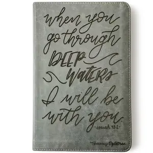 Personalized ESV Student Study Bible - Gray - When You Go Through Deep Waters - Hand Lettered and Engraved