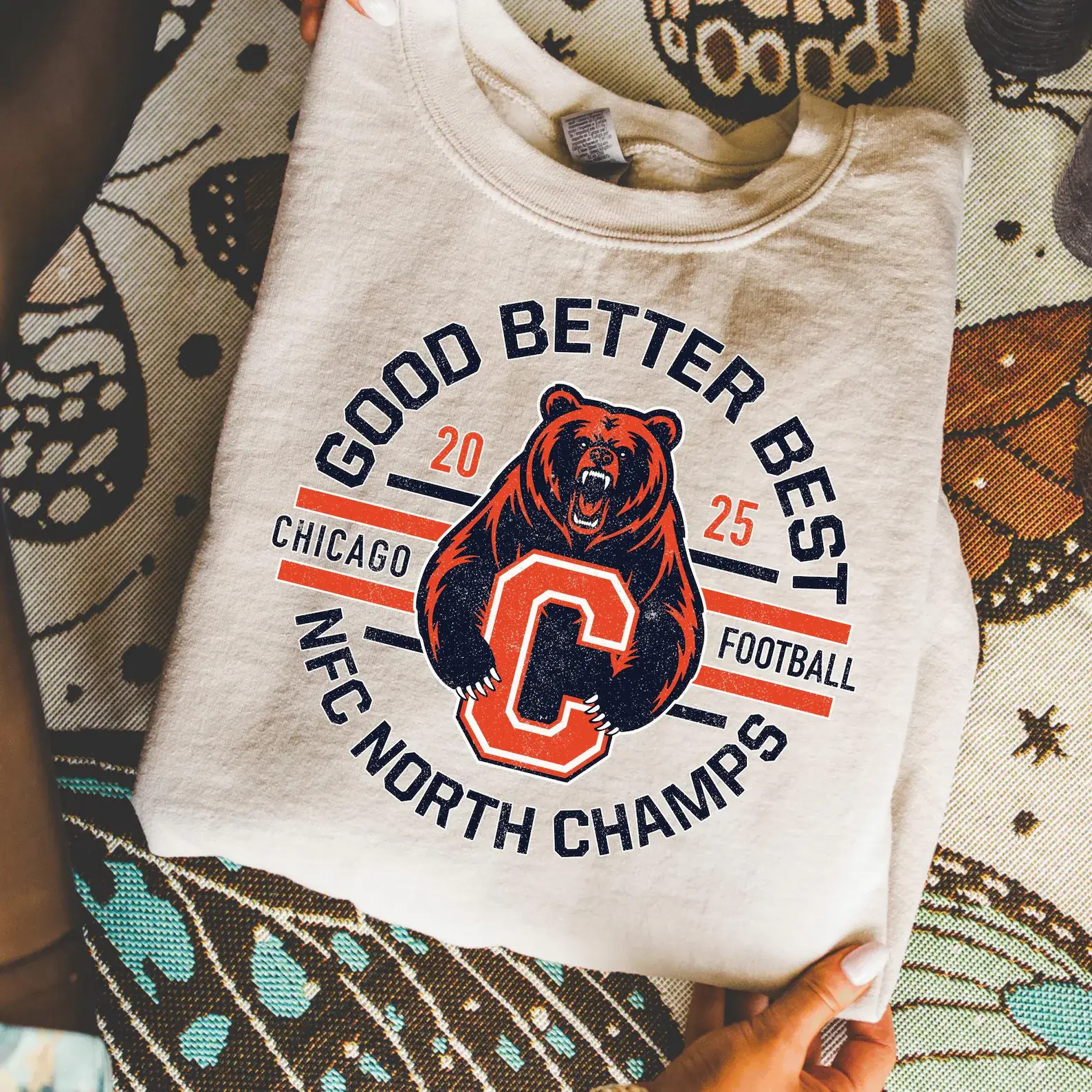 Good Better Best Chicago Football Sweatshirt, Distressed Bear Graphic Hoodie, Vintage Chicago Sports Shirt, Unisex Streetwear Top