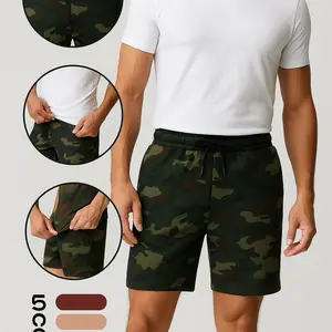 Men's Camo Drawstring Shorts - Lightweight Athletic Fit Cotton Blend Classic Design with Adjustable Waistband & Side Pockets for Everyday Wear Menswear Gym Breathable Camouflage