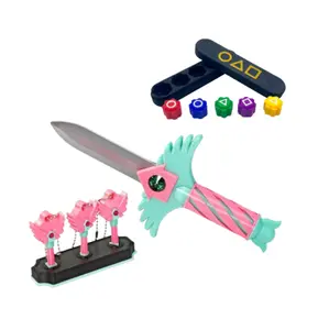 Squid Game 3 3D Printed Party Props, Squid Theme Sword & Key Set, Halloween Party Accessories, Backpack Phone Holder, Unique Keychain