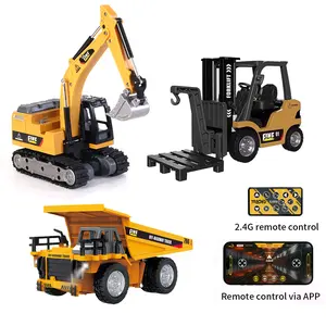 2025 1/64 Alloy Mini Forklift Toy 11 Channel 2 Mode 2.4Ghz Remote Control USB-C Rechargeable with Lights and Sounds 2 in 1 Transformable Lift Fork & Hook RC Construction Vehicles for Adults Kids Boys & Girls Birthday Christmas Gift