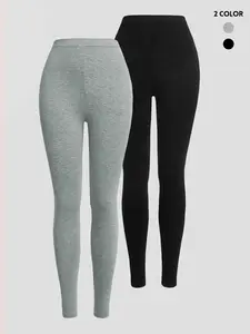 Women's Casual Long Pants 2 Pack, Fitted Thin Fabric Summer Wear, Regular Length Comfortable Style for Daily Use, Casual Comfy Skinny