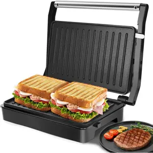 Press Sandwich Maker 1000W Sandwich Press Grill with Non-Stick Coated Plates, Light Handle, Cool Touch Handle, Easy to Store & Clean