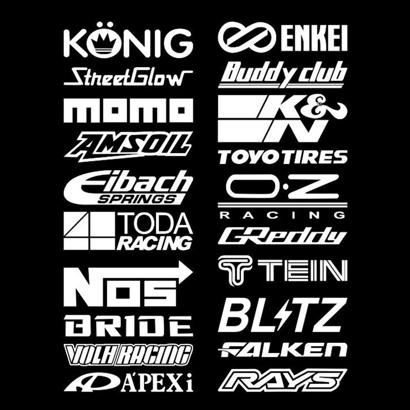 20pcs Racing Sponsor Style Stickers Set Reflective Waterproof Car Window Body Decorative Vinyl Decals for JDM Style Sticker For Cars