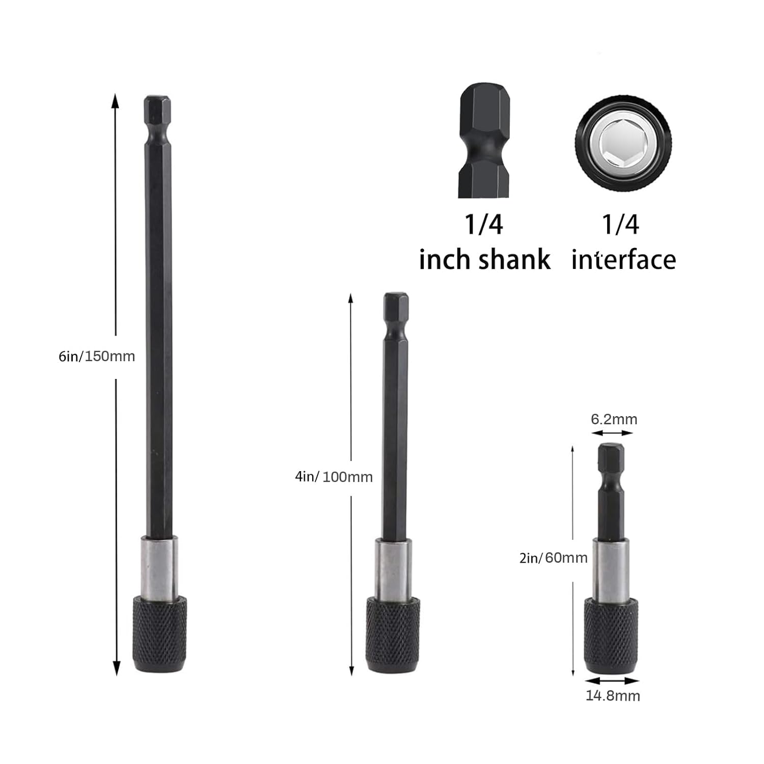 3 Pcs Hex Shank Screw Driver Extension Bit, Christmas Gift Quick Release Holder Tool Set for Tool Box, Magnetic Extension Chuck Adapter Set, Professional Power Tool Accessories, Hardware & Dealsforyoudays