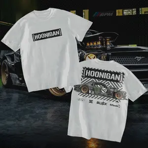 RPM Lab Ford Hoonigan 43 Graphic Heavy Cotton T-Shirt Direct-To-Garment Breathable Printing Car Lover Menswear Apparel
