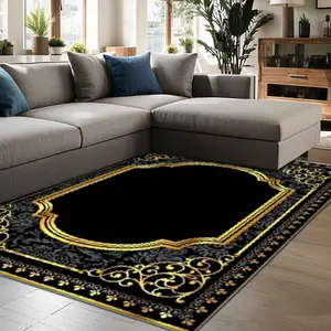 Classic Border Pattern Floor Mat, Non-slip Soft Floor Carpet, Decorative Area Rug for Home Living Room Bedroom Hotel Dormitory