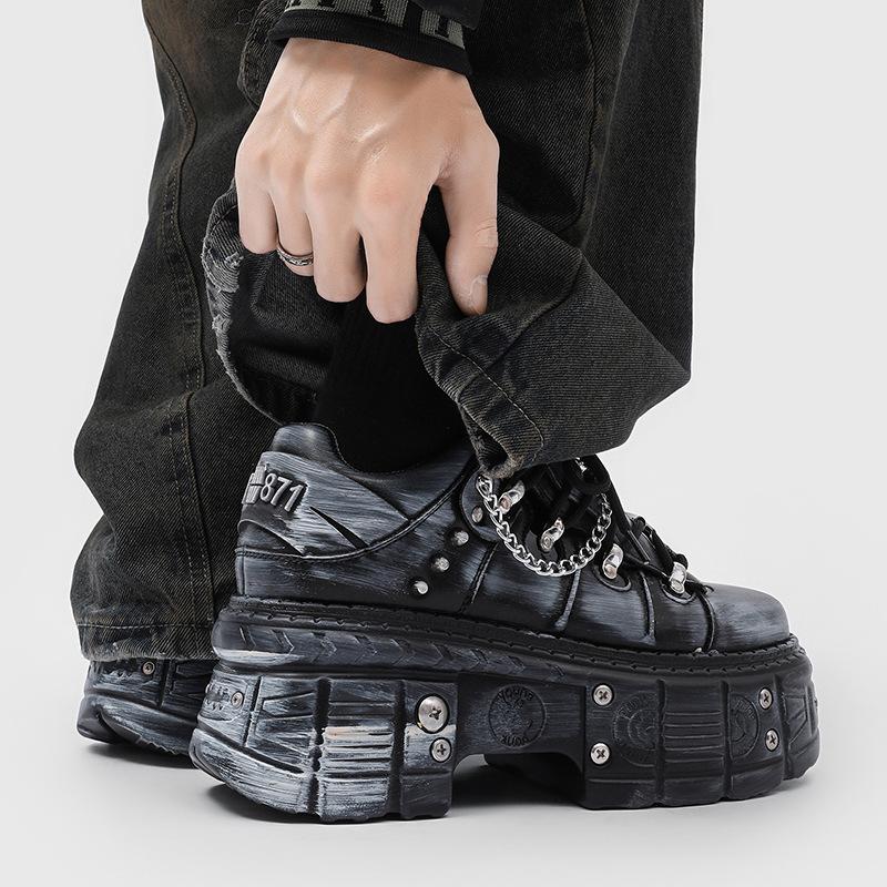 Men's Designer Platform Shoes Vintage Processing Punk Gothic Silhouette Flattering 2026 New