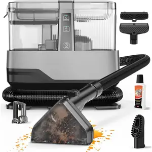 Portable Carpet & Upholstery Spot Cleaner Machine 20Kpa Power Suction Carpet Shampooer Deep Cleaning for Pet Stains,Couch,Stair,,Furniture with Dual Brush Heads & Cleaning Solution & Self-Cleaning