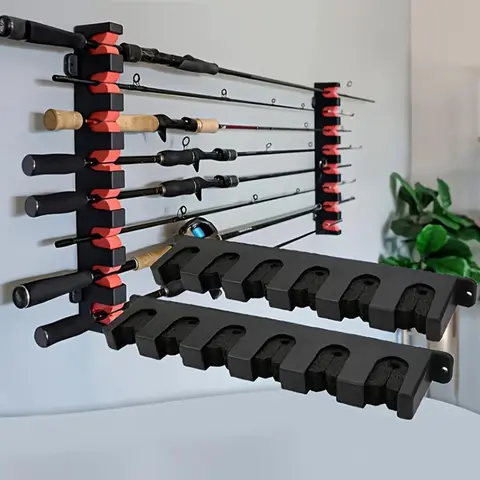 Wall Mounted Fishing Rod Holder, 6 Hole Fishing Rod Rack, Fishing Pole Rack, Fishing Rod Display Rack, Fishing Accessories for Home and Office, Organiser, Fishing Organizer Accessory, Fishing Rods Holder