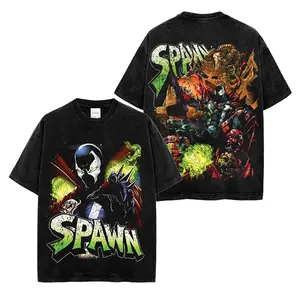 Spawn Hero Graphic Acid Washed Shirt, Comic Antihero Shirt, Classic Oversized Tee, Heavyweight Cotton Shirt, Movie Fans Gift Tee, Streetwear Graphic Tee, Men’s Regular Fit T-Shirt, Epic Design Shirt