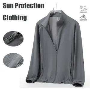 Father’s Day gift ideas: men’s zip stand-collar sun jacket, lightweight cooling top, breathable mesh back; suitable for casual wear in spring, summer, and autumn—ideal for travel and outings in summer, or everyday wear.