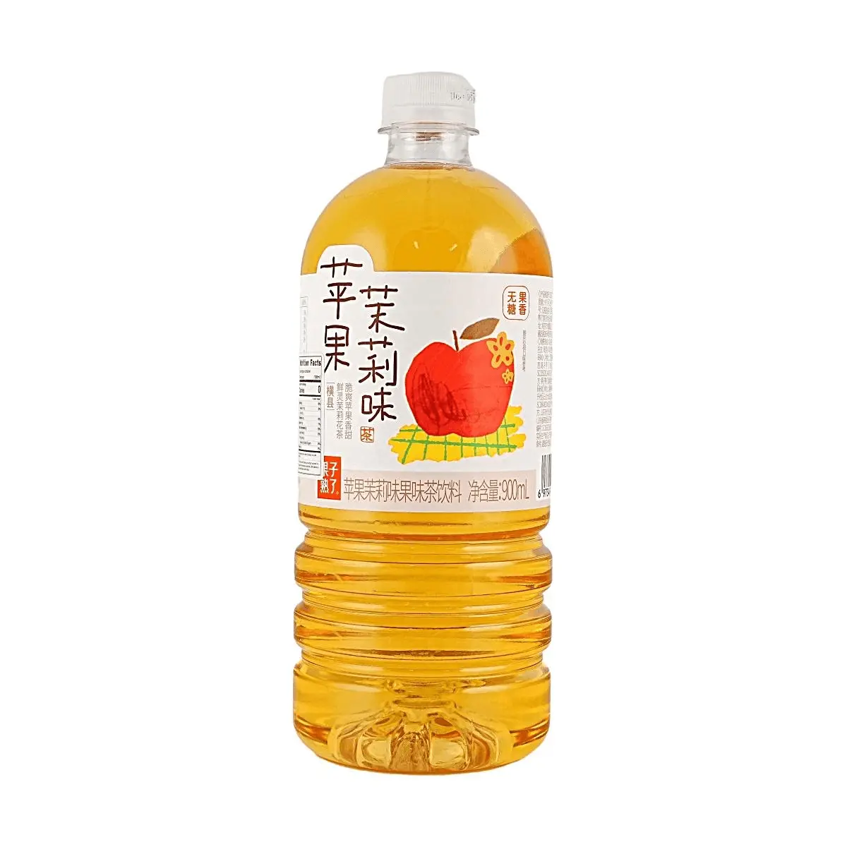 GZSL Sugar-Free Apple Jasmine Green Tea Drink, 900ml Zero Calorie, Zero Fat, Refreshing Fruit Tea Beverage