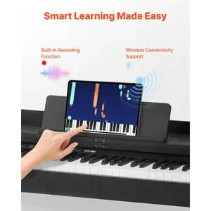 VEVOR Weighted Digital Piano, 88 Keys Fully Weighted, Electric Piano Keyboard with Furniture Stand, Power Adapter, Triple Pedal, 680 Tones, Support Wireless Connection, with Headphones, for Beginners