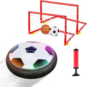 Hover Soccer Ball with 2 Goals, LED Indoor Inflatable Soccer Toys with Foam Bumper, Gifts for 3-10+ Years Old Girls Boys