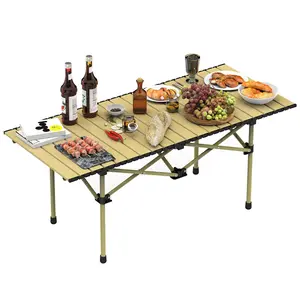 CalidoCasa Folding Camping Table with Carry Bag – Portable Heavy Duty Carbon Steel Outdoor Table, Lightweight & Foldable Picnic BBQ Beach Patio Table for 4-6 Adults