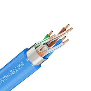 Syston Cat6e Blue CMR Shielded ethernet Cable Bulk 20ft-1000ft Riser Rated 23AWG Solid Copper 600MHz 10Gbps for Indoor Outdoor Poe++ RJ45 LAN Gaming Office Data Centers
