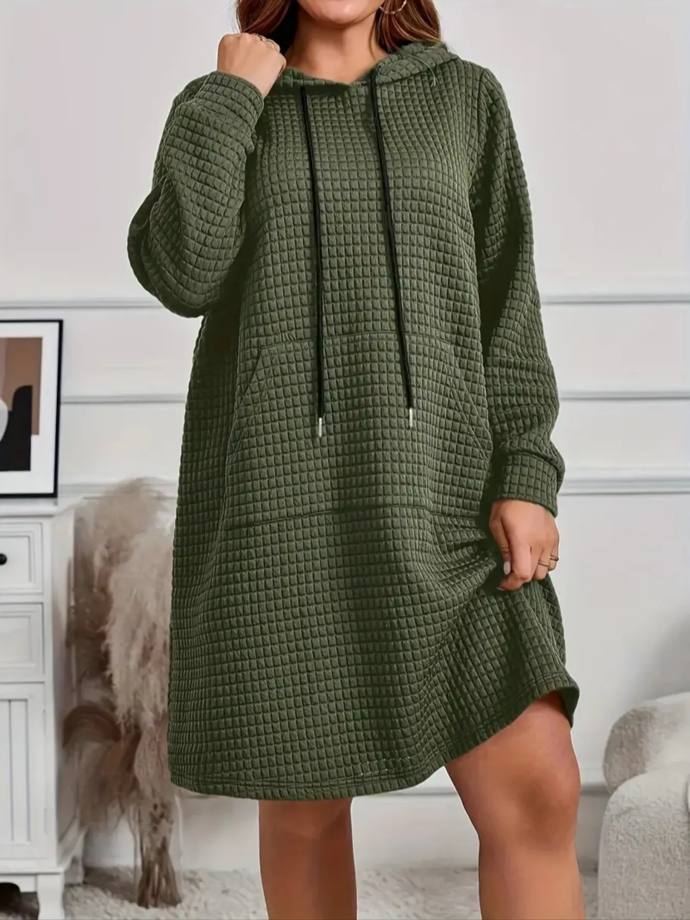 Plus Size Plaid Checkered Knit Long Dress for Women, Womenswear, Casual  Loose Fit Hat Style, Comfortable Everyday Fashion for Daily Wear, One Piece  - TikTok Shop