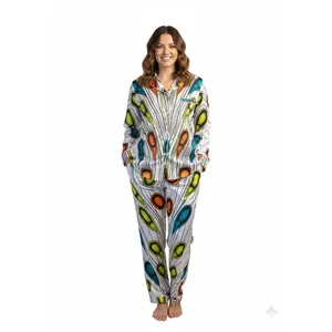 Colorful Abstract Print Long Pajama Set