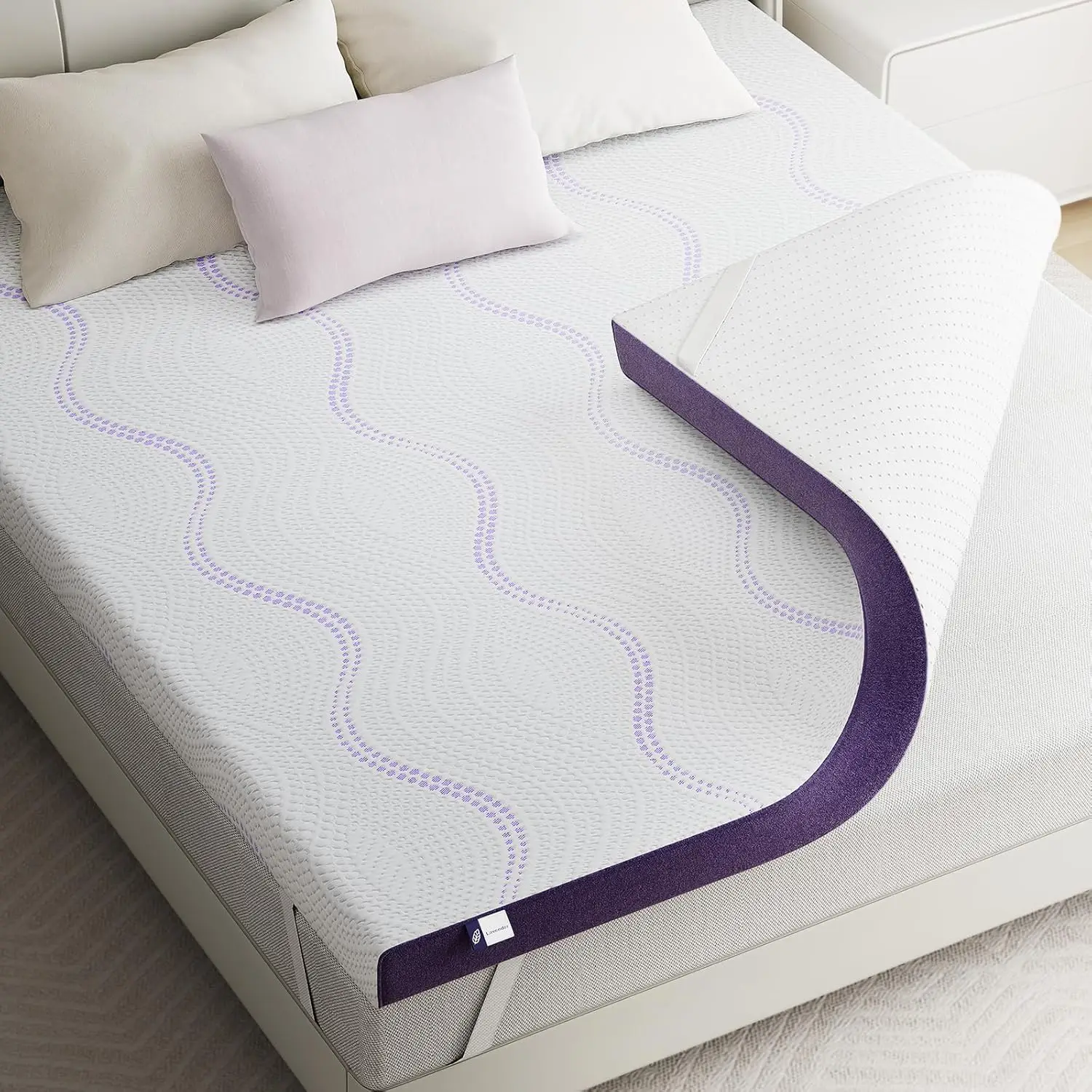 【FallDealsForYou】ONBRILL 3-Zone Mattress Topper, 3 Inch Twin Size Memory Foam Pad, Dual-Layer Gel Memory Foam Bed Topper with Lavender Cover, Ventilat