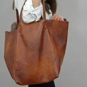 Fashionable New Style Big Bag Women's Soft Leather Large Capacity Single Shoulder Hand-held Tote Bag