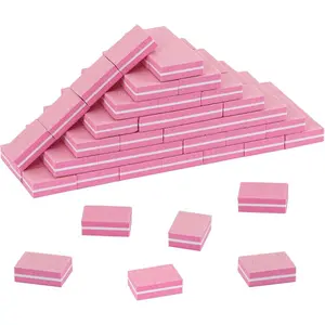 50Pcs Mini Nail Buffer for Natural Nails -100/180 Grit Buffer Block Dual Sided Nail File Block for Smooth Polishing(Pink)