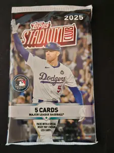 Topps Stadium 2025 Major League Baseball Trading Card Pack with 5 Cards Featuring Dodgers Player
