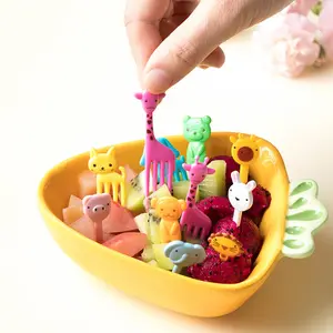 10pcs Mini Animal Fruit Forks – Cartoon Snack Picks for Kids, Bento, Party Desserts & Lunches (Random Colors)