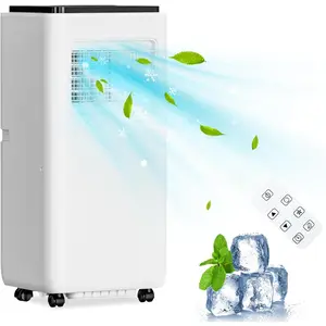 8,000 BTU Portable Air Conditioner for Apartment, Office, Bedroom,Kitchen,Garages,Dorms,3-In-1 Cooling, Dehumidifier & Fan for Rooms Up to 350 Sq.Ft, Remote Control, 24H Timer, Quiet 50 DB, Window Kit Included, White & Grey