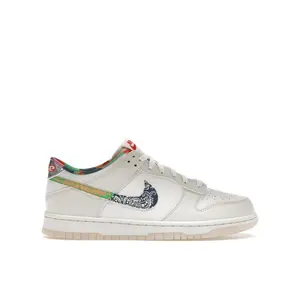 Nike Kid's Dunk Low White Multi-Color Paisley, from StockX