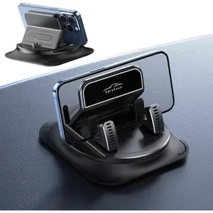 360 Degree Rotation Dashboard Phone Holder For Car, Anti-Slip Grips & One-Hand Operation Car Cell Phone Mount With Adjustable Spring Clip, Compatible with Smartphones