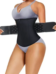 Women's High Elastic Knit Sports Shapewear Waistband, Zipper and Velcro Strong Tummy Control Belt, Comfortable and Adjustable