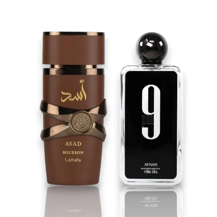 Oudlash Bundle | Lattafa Asad Bourbon + Afnan 9 PM | Mens Fragrances | 100ML | Eau De Parfum | Lavender, Mirabelle and Pink Pepper