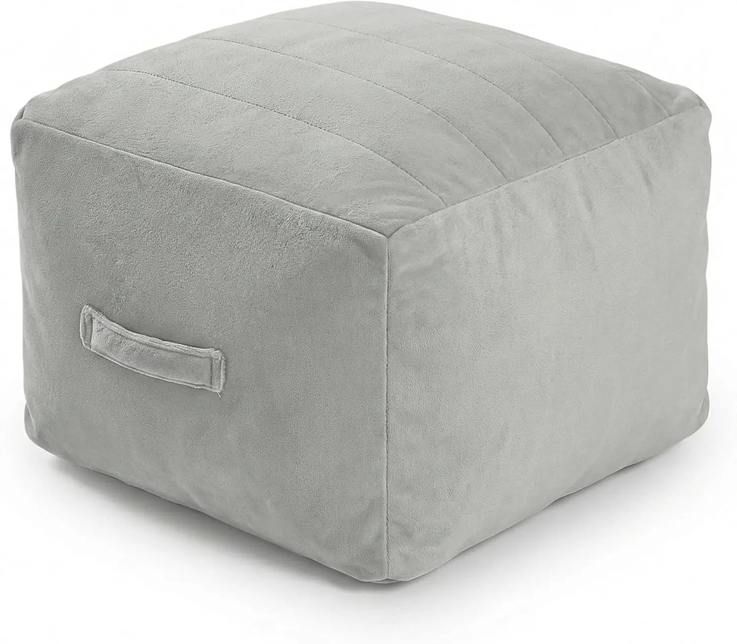 MeMoreCool Square Pouf Ottoman Footrest, 20x20x15 Inches Light Grey, Soft Foam Stuffed Stool for Living Room, Bedroom