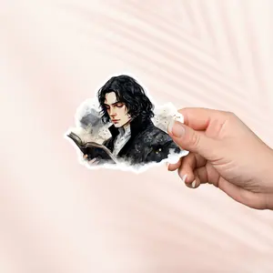 Dark Academia Man Reading Sticker, Gothic Bookish, Bookish Merch, Book Lover Gift, e-reader Kindle Stickers, Reading Lover, Cottagecore