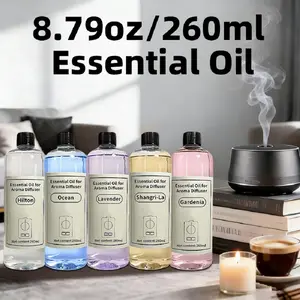 260 milliliters / 8.8 ounces. A blend of five basic essential oils. Suitable for use in aroma diffusers and humidifiers. Ideal for female festival gifts or as a Valentine's Day choice. 5 different scents