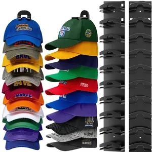 Wall Mounted Hat Organizer Rack 2 Pack, Up to 20 Hats, Hat Holder with Strong Adhesive and 4 Screws Cap Holder for Closet Door and Bedroom
