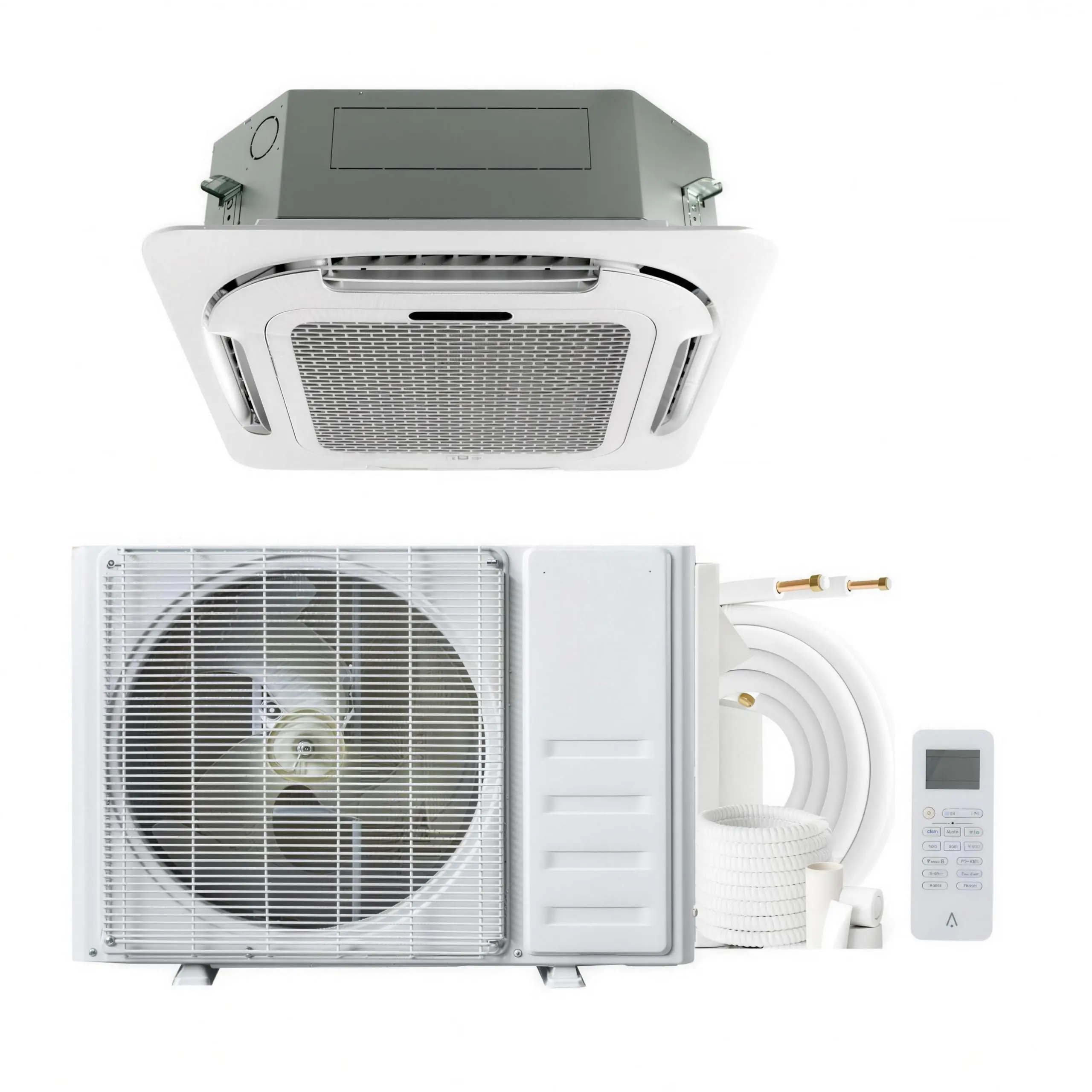 18000 BTU Ceiling Cassette Mini Split AC & Heat Pump, 20.5 SEER2, 360° Airflow, WiFi, 230V, 25FT Kit