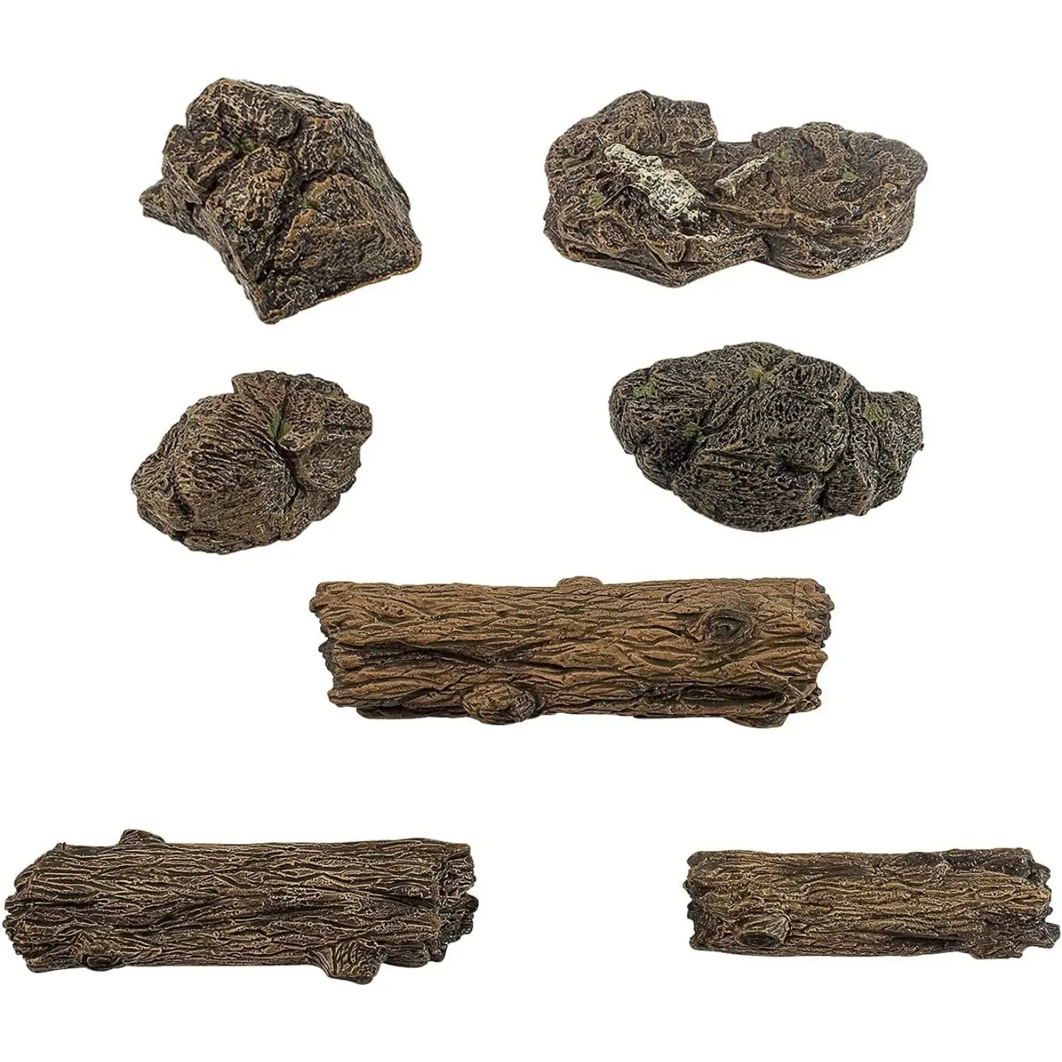 Warmtree 7pcs Plastic Exquisite Artificial Tree Stump Mini Garden Figurines - Sturdy, Long-Lasting DIY Sand Table Decor, Garden Statues & Sculptures, Gift for Model Train Scenery Lovers, Outdoor Planter Supplies
