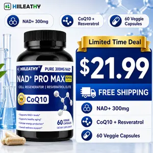 HIILEATHY NAD+ PRO MAX | NAD+ with Resveratrol & CoQ10 | Daily Nutrition Formula | Made in USA