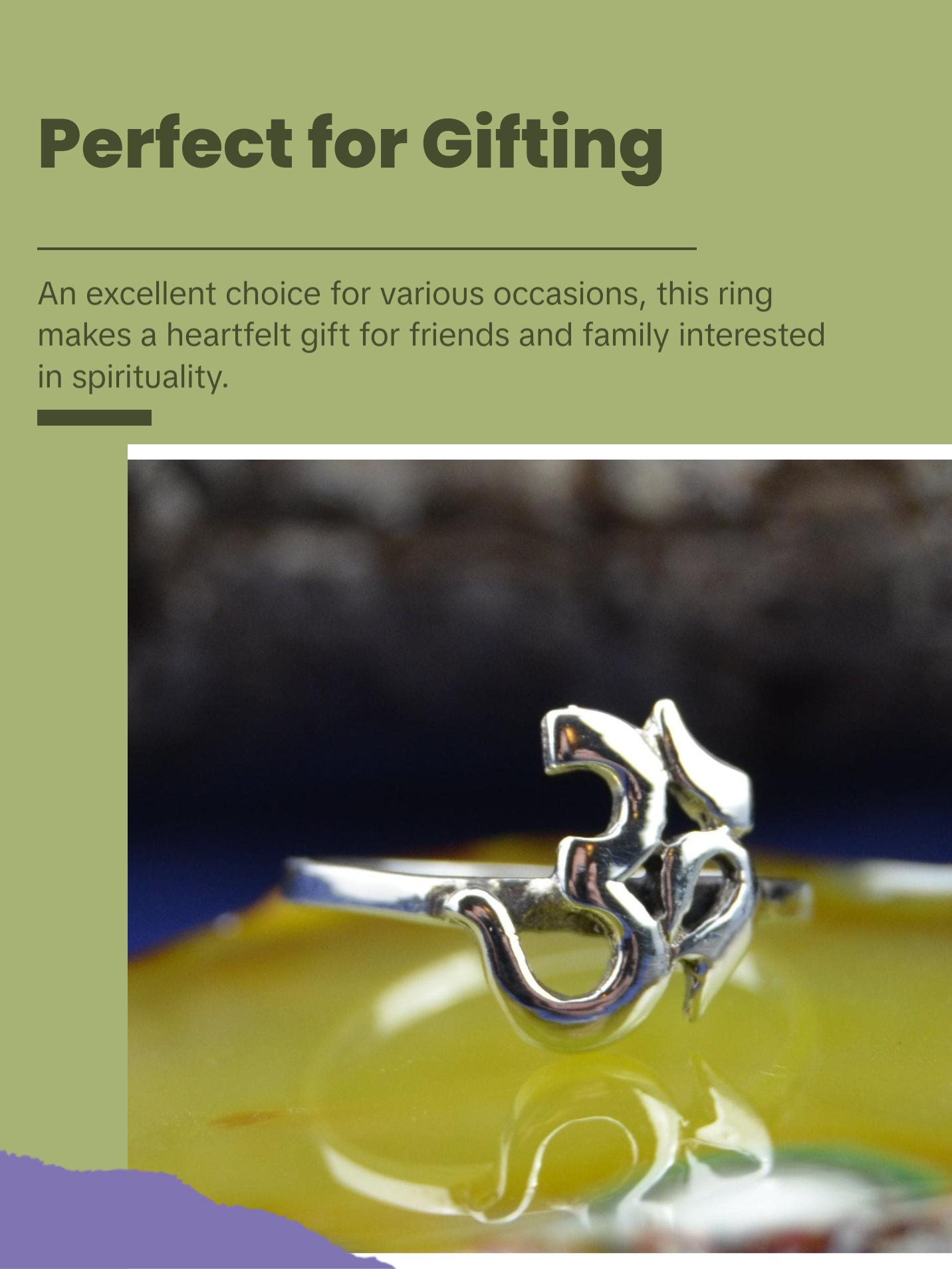 Sterling Silver OM Symbol Ring | Hindu Sacred Sound | Spiritual Jewelry